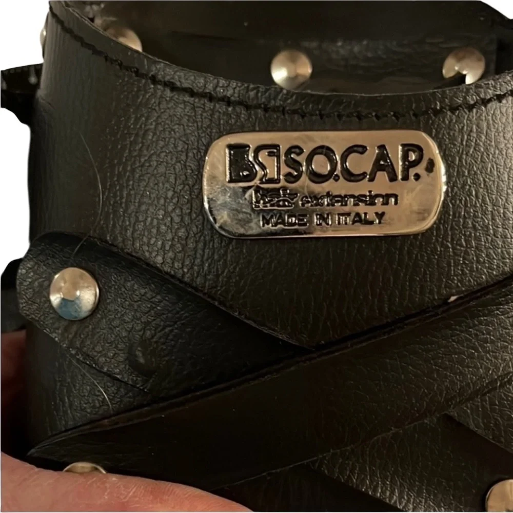 Black studded faux Leather Belt Bag, salon tools